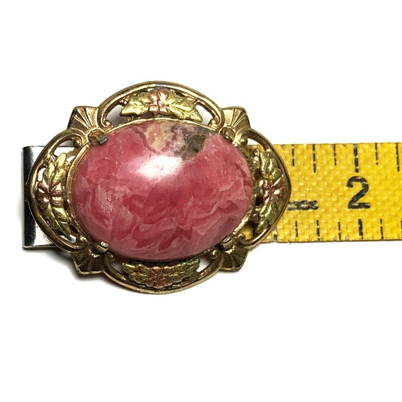 Vintage 12K Gold Filled Rhodochrosite Brooch - Picture 5 of 5